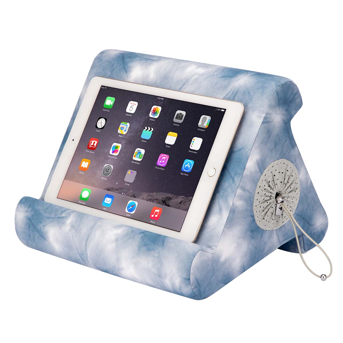 Flippy Cubby - Tablet Pillow Stand and iPad Holder for Lap, Desk and Bed - Multi-Angle with Storage - Compatible with Kindle, Fire, Books iPad Pro 12.9, 10.9, 10.2, Air, Mini, Samsung Galaxy