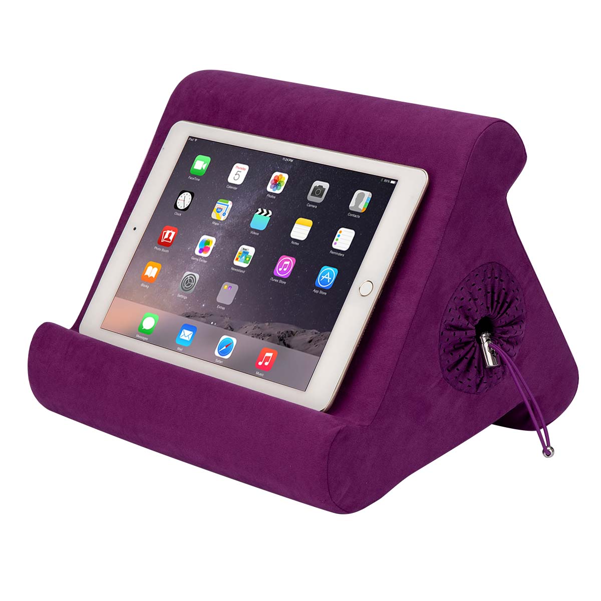 Flippy Cubby - Tablet Pillow Stand and iPad Holder for Lap, Desk and Bed - Multi-Angle with Storage - Compatible with Kindle, Fire, Books iPad Pro 12.9, 10.9, 10.2, Air, Mini, Samsung Galaxy