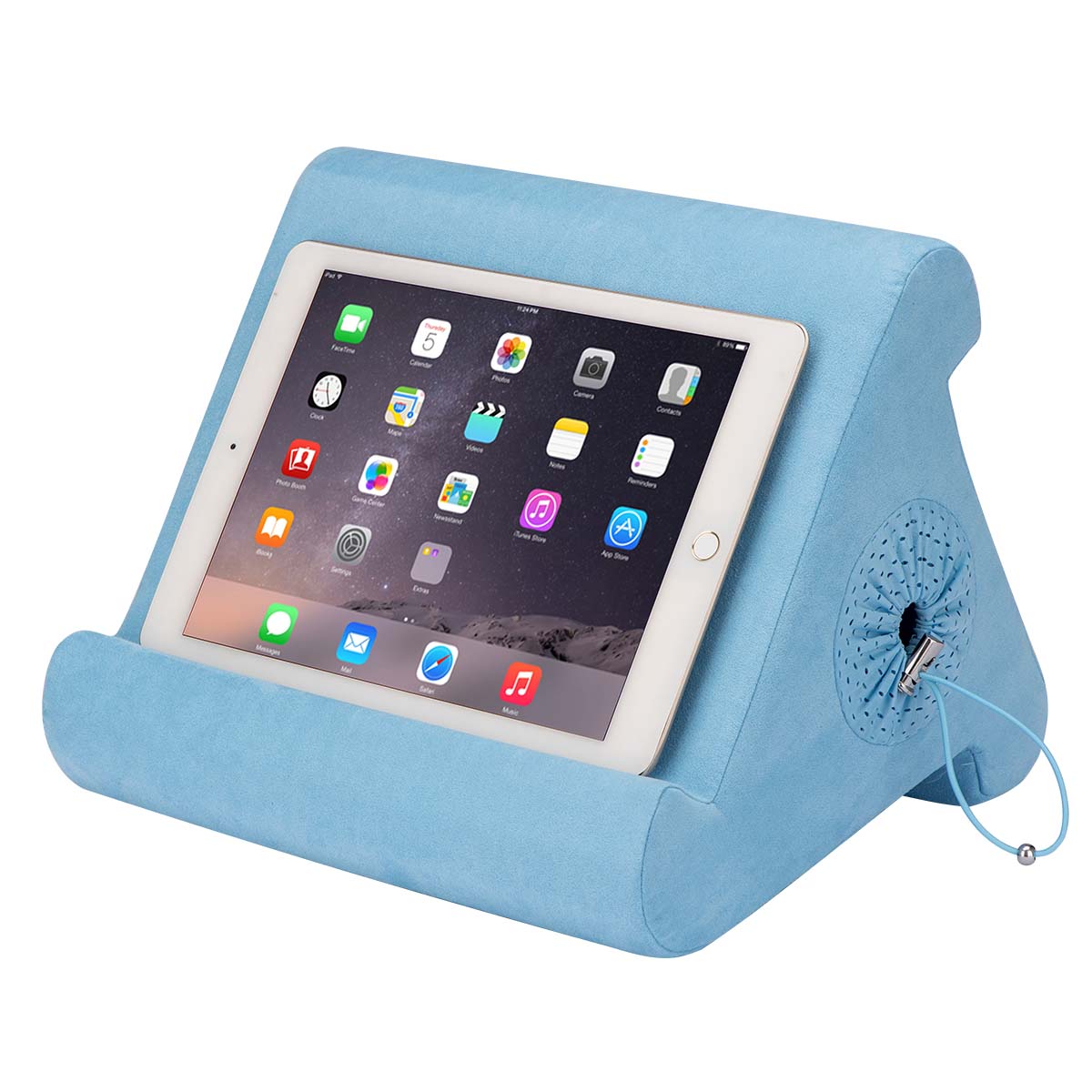 Flippy Cubby - Tablet Pillow Stand and iPad Holder for Lap, Desk and Bed - Multi-Angle with Storage - Compatible with Kindle, Fire, Books iPad Pro 12.9, 10.9, 10.2, Air, Mini, Samsung Galaxy