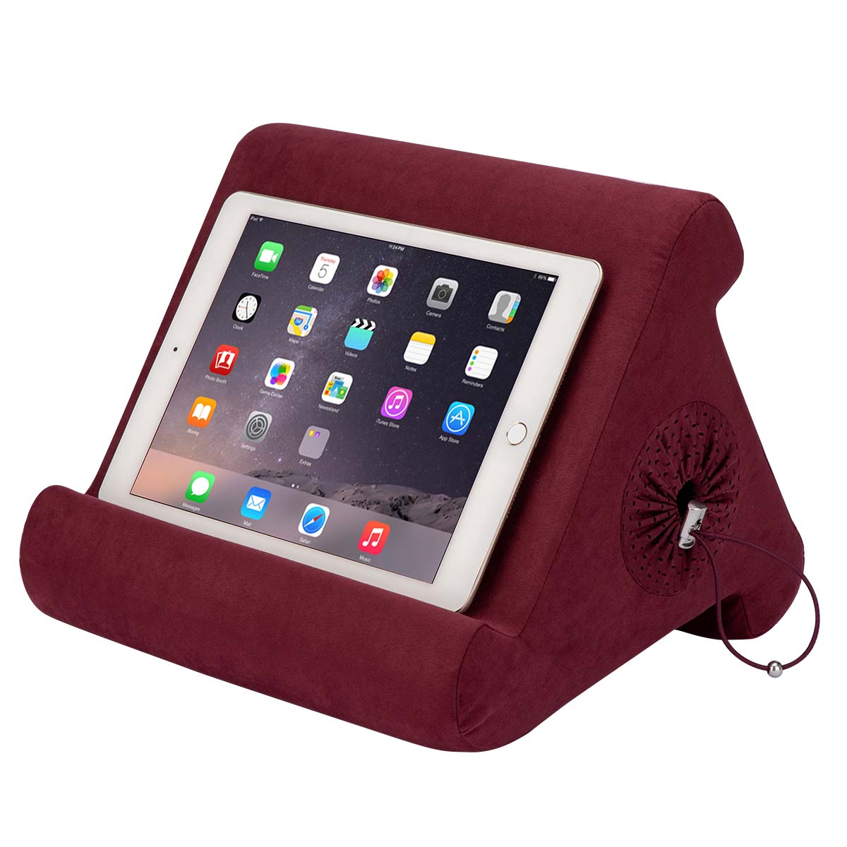 Flippy Cubby - Tablet Pillow Stand and iPad Holder for Lap, Desk and Bed - Multi-Angle with Storage - Compatible with Kindle, Fire, Books iPad Pro 12.9, 10.9, 10.2, Air, Mini, Samsung Galaxy