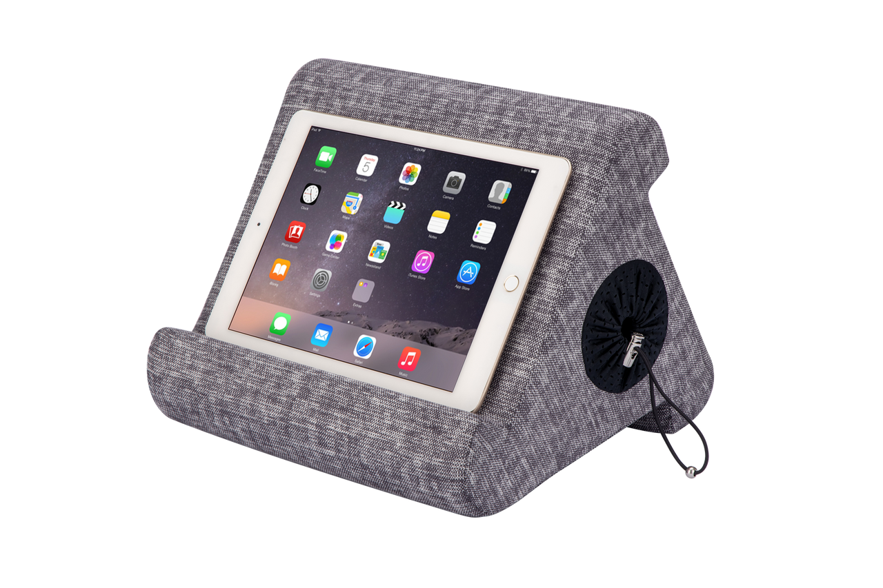 Flippy Cubby - Tablet Pillow Stand and iPad Holder for Lap, Desk and Bed - Multi-Angle with Storage - Compatible with Kindle, Fire, Books iPad Pro 12.9, 10.9, 10.2, Air, Mini, Samsung Galaxy
