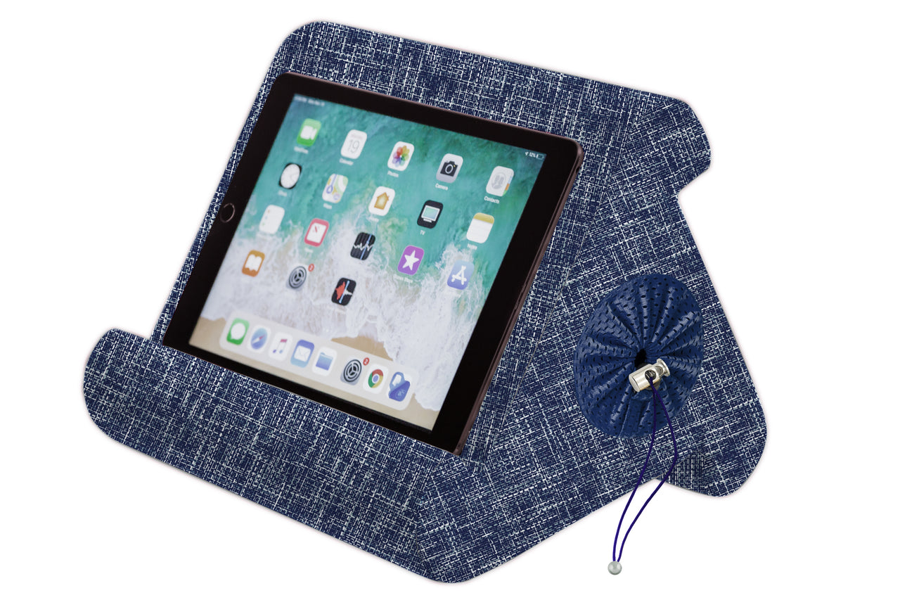 Flippy Cubby - Tablet Pillow Stand and iPad Holder for Lap, Desk and Bed - Multi-Angle with Storage - Compatible with Kindle, Fire, Books iPad Pro 12.9, 10.9, 10.2, Air, Mini, Samsung Galaxy