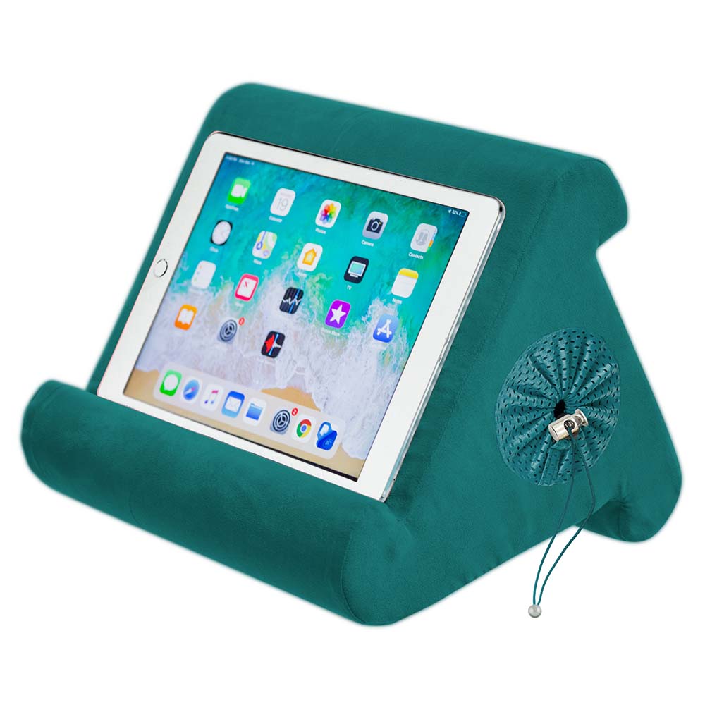 Flippy Cubby - Tablet Pillow Stand and iPad Holder for Lap, Desk and Bed - Multi-Angle with Storage - Compatible with Kindle, Fire, Books iPad Pro 12.9, 10.9, 10.2, Air, Mini, Samsung Galaxy