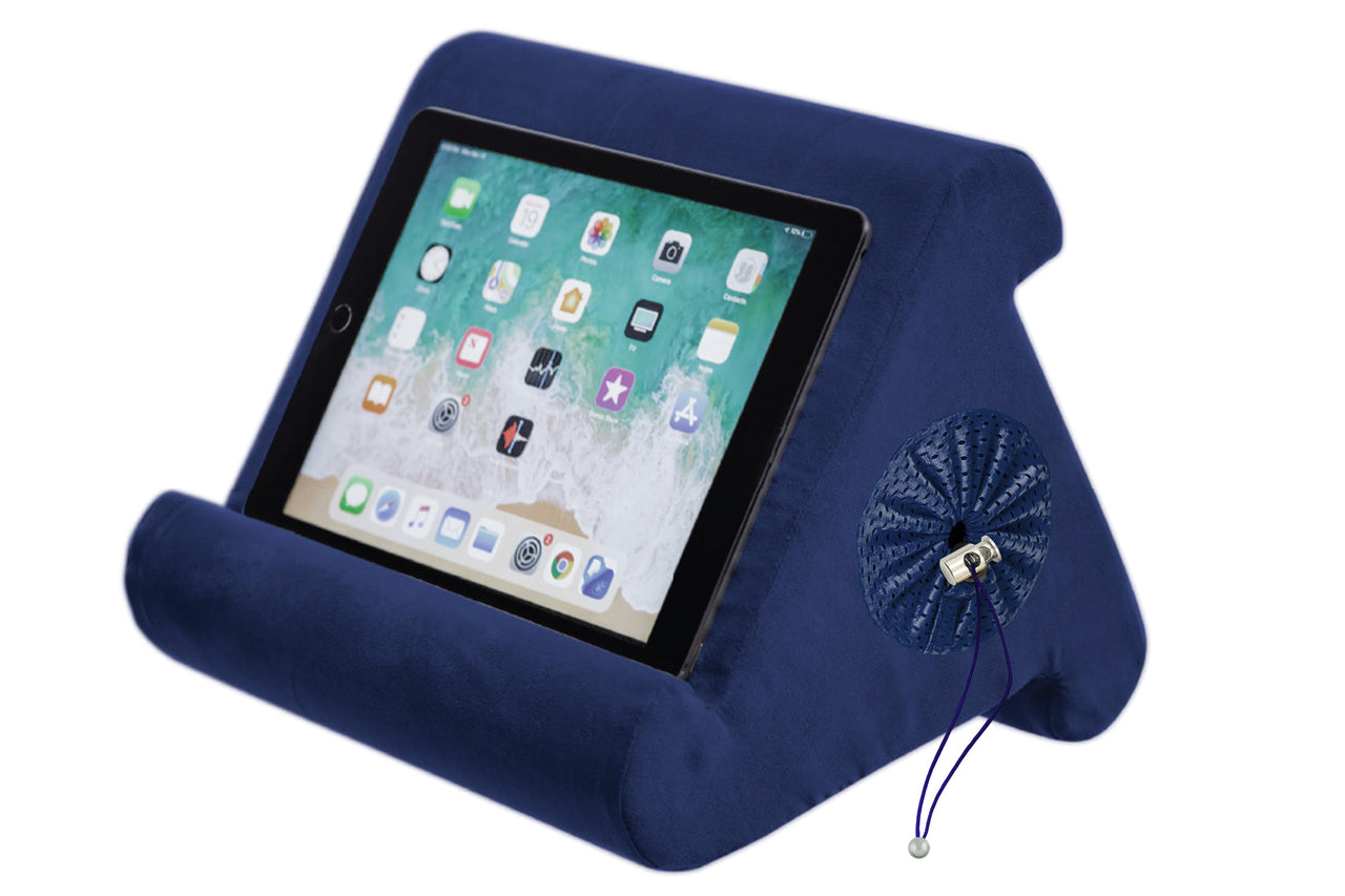 Flippy Cubby - Tablet Pillow Stand and iPad Holder for Lap, Desk and Bed - Multi-Angle with Storage - Compatible with Kindle, Fire, Books iPad Pro 12.9, 10.9, 10.2, Air, Mini, Samsung Galaxy