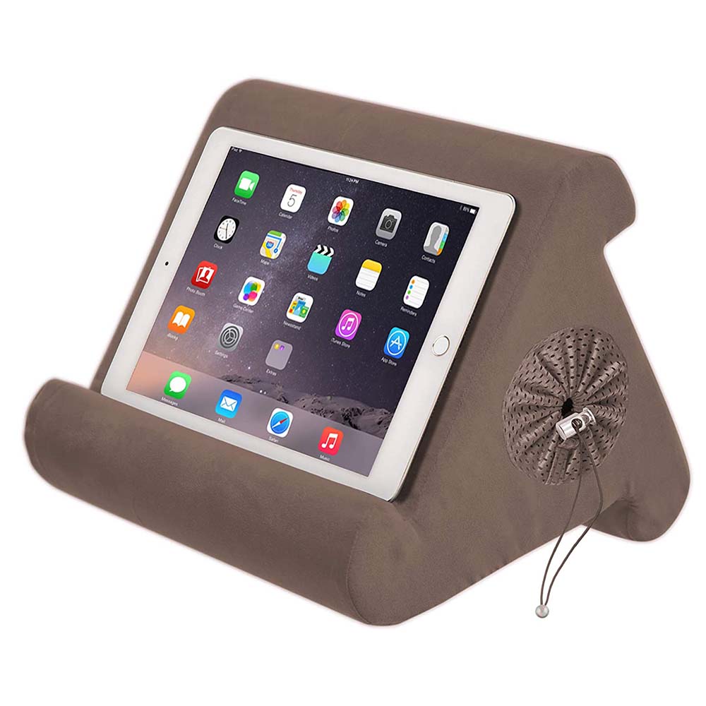 Flippy Cubby - Tablet Pillow Stand and iPad Holder for Lap, Desk and Bed - Multi-Angle with Storage - Compatible with Kindle, Fire, Books iPad Pro 12.9, 10.9, 10.2, Air, Mini, Samsung Galaxy