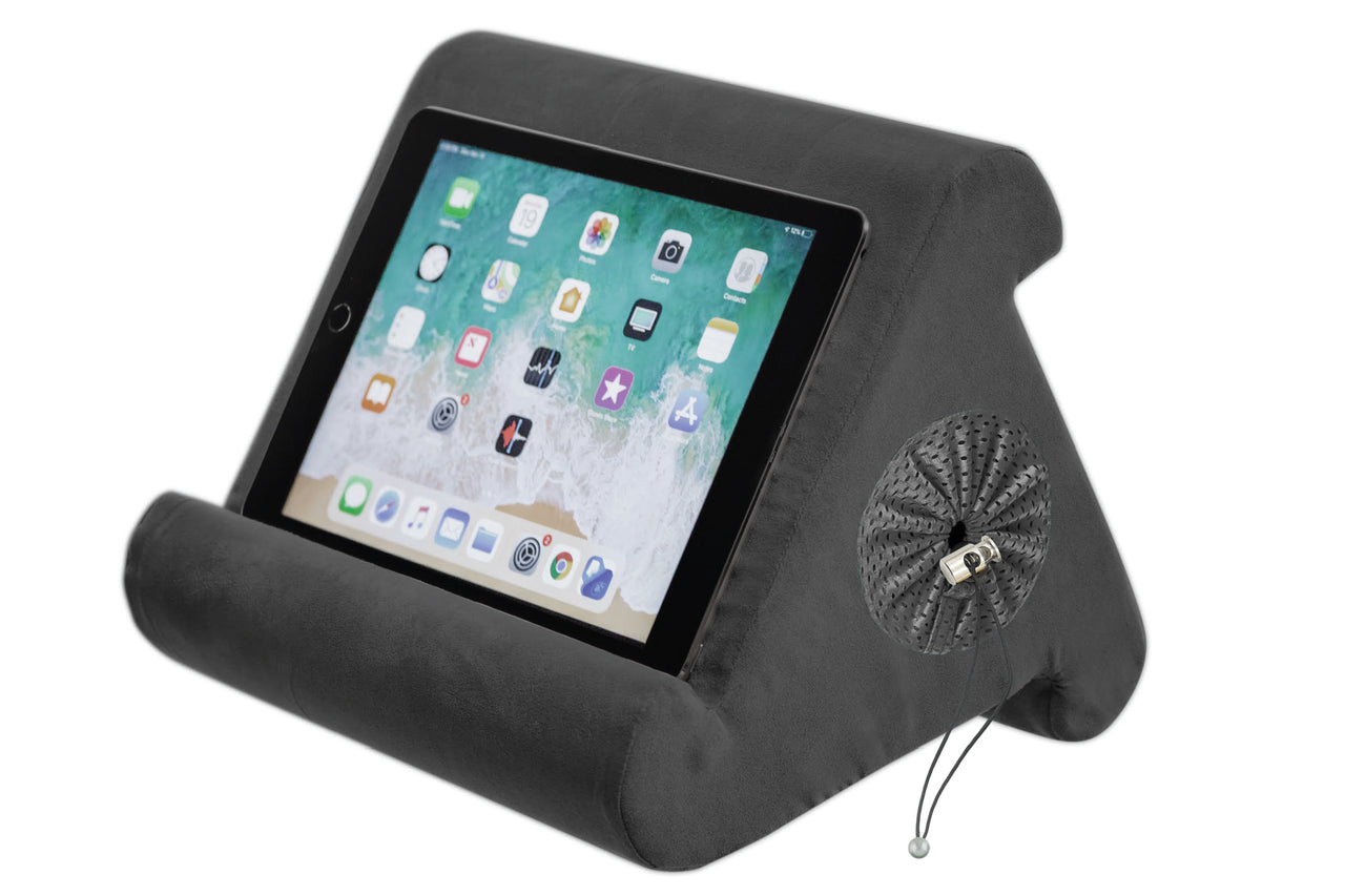 Flippy Cubby - Tablet Pillow Stand and iPad Holder for Lap, Desk and Bed - Multi-Angle with Storage - Compatible with Kindle, Fire, Books iPad Pro 12.9, 10.9, 10.2, Air, Mini, Samsung Galaxy