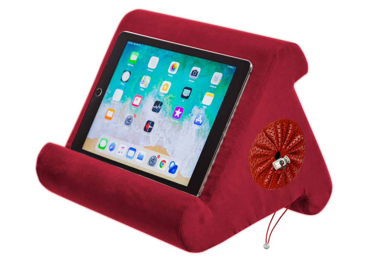 Flippy Cubby - Tablet Pillow Stand and iPad Holder for Lap, Desk and Bed - Multi-Angle with Storage - Compatible with Kindle, Fire, Books iPad Pro 12.9, 10.9, 10.2, Air, Mini, Samsung Galaxy